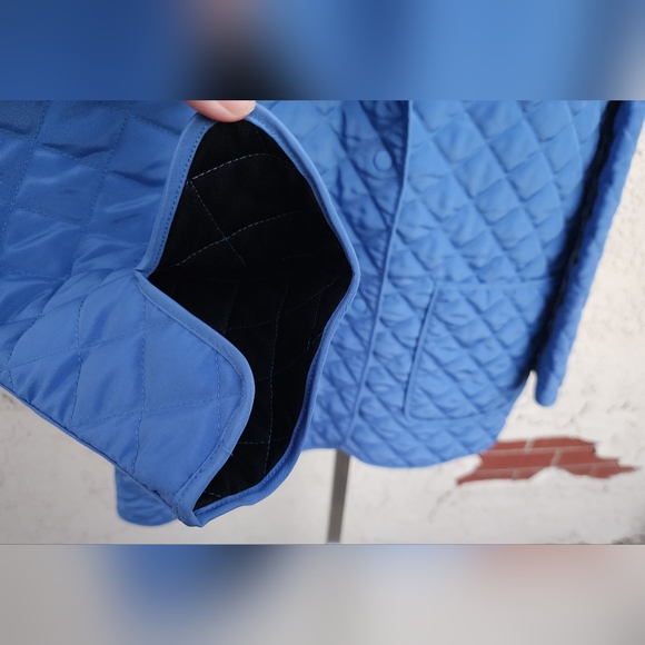 SMALL women AVON blue quilted jacket long sleeve collar snap buttons lightweight - Picture 16 of 16